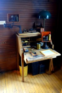 Desk in the Massie Wireless Station - New England Wireless & Steam Museum - East Greenwich, RI - DSC06622