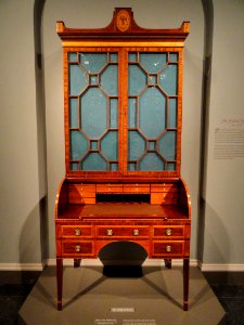 Desk and Bookcase attributed to John Aitken, Philadelphia, 1795-1810, mahogany with mahogany veneer, light wood inlay, brass, glass - National Gallery of Art, Washington - DSC09706 photo