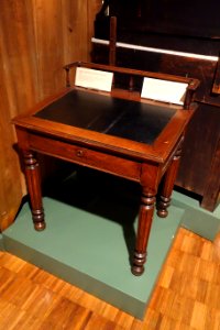 Desk attributed to Green & Brothers Steam Furniture Works, Alexandria, c. 1871, walnut with leather - The Lyceum - Alexandria, Virginia - DSC03465