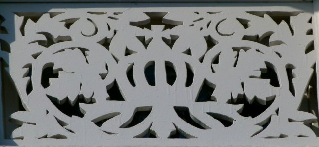Detail of house with crow in Binz