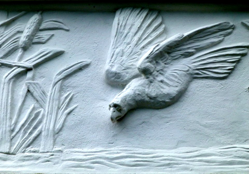 Detail of house in Binz with bird
