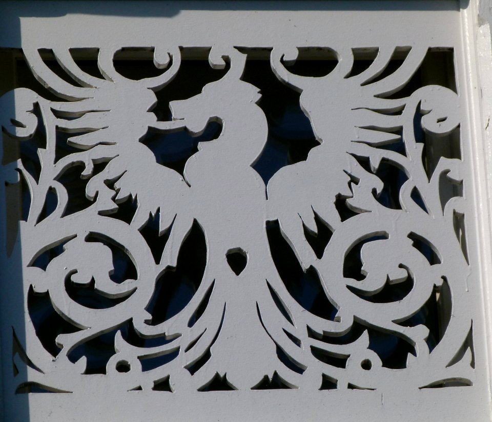 Detail of house in Binz with eagle
