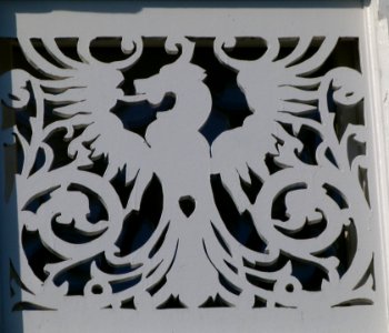 Detail of house in Binz with eagle