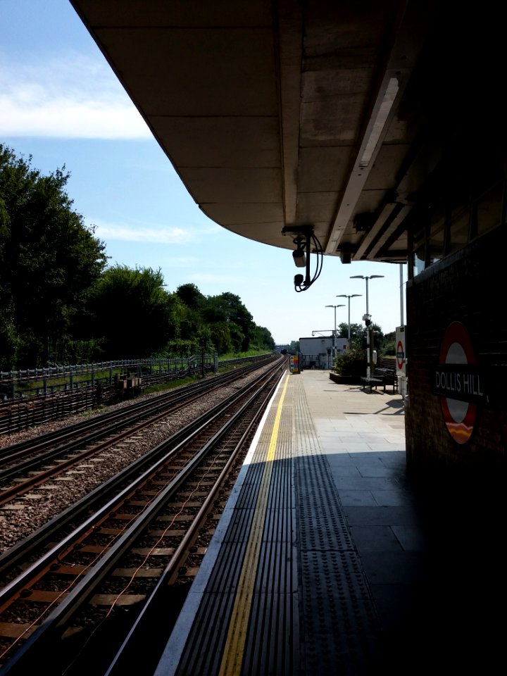 Dollis Hill tube station, platform in the shade