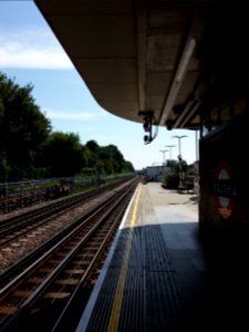 Dollis Hill tube station, platform in the shade