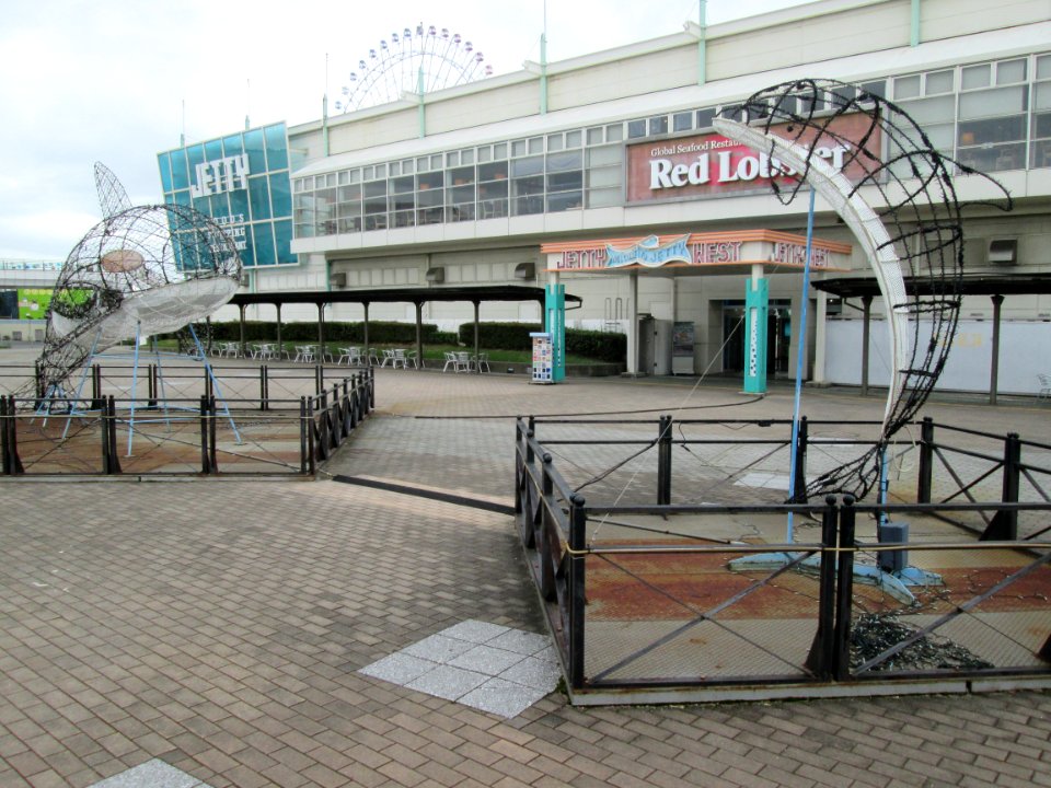 Dolphin and whale art near Port of Nagoya Public Aquarium