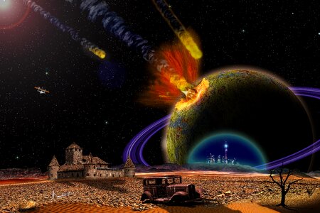 Space planet meteorite