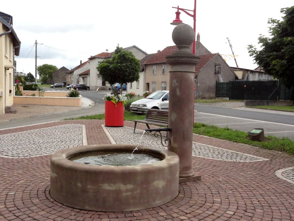 Dolving (Moselle) fontaine, place des Érables