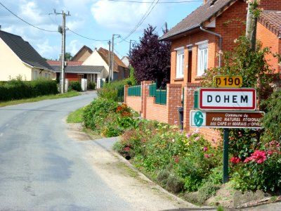Dohem (Pas-de-Calais, Fr) city limit sign Dohem