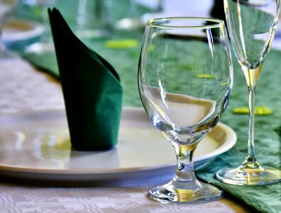 Glasses plate napkins photo