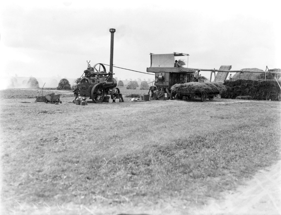 Dorsmachine met een stoommachine als aandrijving in de Anna Paulownapolder, Bestanddeelnr 252-0835