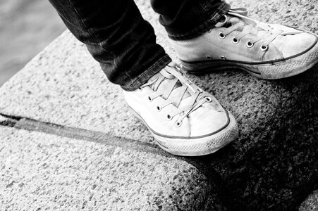 Black white chuck's gray shoes photo
