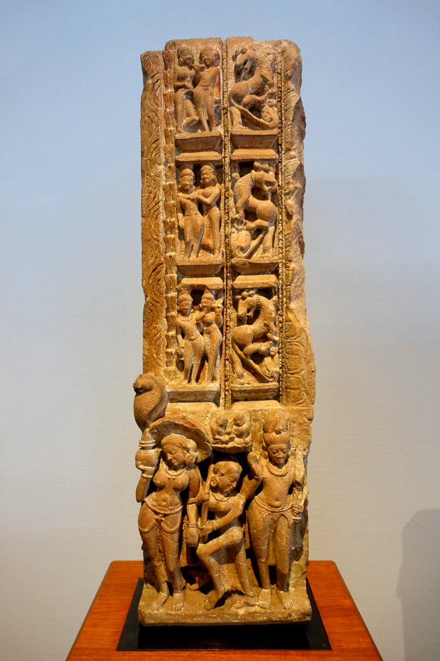 Door-jamb with Ganga, Central India, 7th-8th century AD, sandstone, view 1 - Matsuoka Museum of Art - Tokyo, Japan - DSC07038