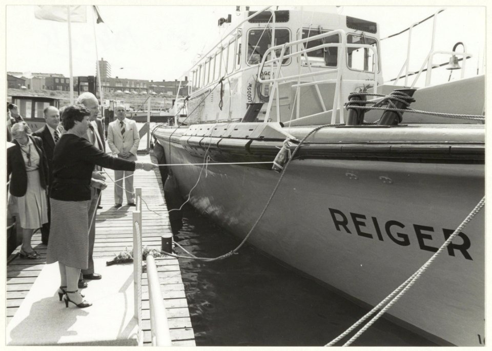 Doop van de loodsboot Reiger. NL-HlmNHA 54016994
