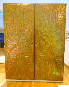 Door, Behrens House music room, designer Peter Behrens, maker H. E. Eggers, Hamburg, 1900-1901, wood, aluminum - Museum Künstlerkolonie Darmstadt - Mathildenhöhe - Darmstadt, Germany - DSC06252