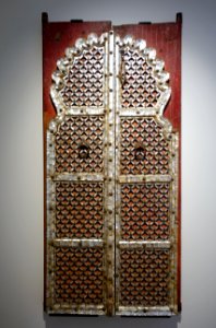 Door, probably India, Gujarat (historic Hindustan), 19th to 20th century AD, wood, metal, mother of pearl - Aga Khan Museum - Toronto, Canada - DSC07120