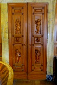 Door 2, carving by Vincenzo Favenza, Venice, 1849-1853, after Donatello's High Altar in the Santo of Padua, boxwood - Dining Room - Kingston Lacy - Dorset, England - DSC03450