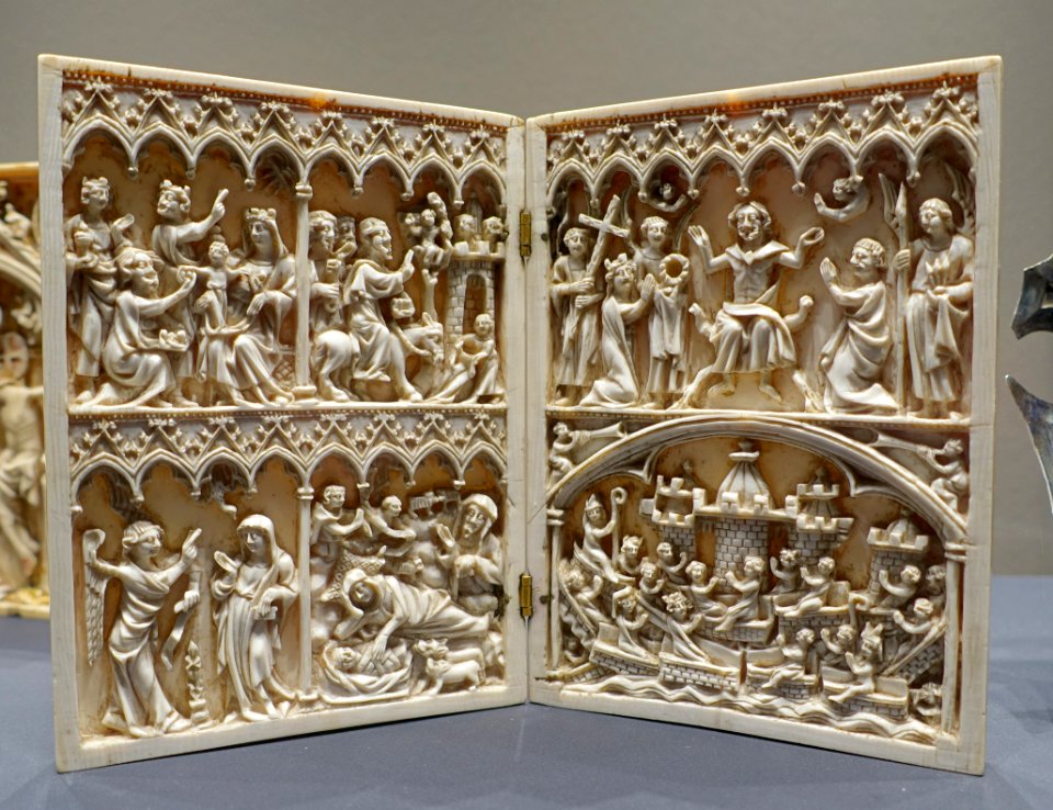 Diptych with six scenes, Rhineland or Maas area, late 1300s, ivory - Hessisches Landesmuseum Darmstadt - Darmstadt, Germany - DSC00396