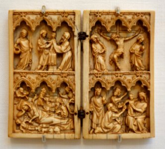 Diptych with Life of Christ, France, 14th century, ivory, lent by Metropolitan Museum of Art - Chazen Museum of Art - DSC01927