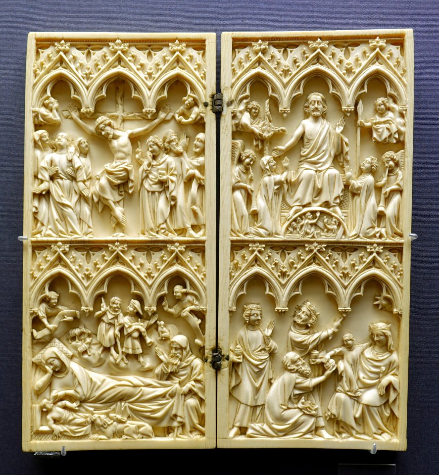 Diptych with the Nativity of Jesus, the Adoration of the Magi, the Crucifixion, and the Last Judgment, Germany (Cologne) or France (Paris), c. 1350-1370, ivory- Museum Schnütgen - Cologne, Germany - DSC00156