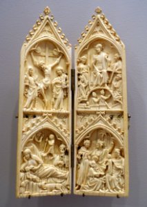 Diptych with Four Scenes from the Life of Christ, artist unknown, France, 14th century, ivory - Fogg Art Museum, Harvard University - DSC01008