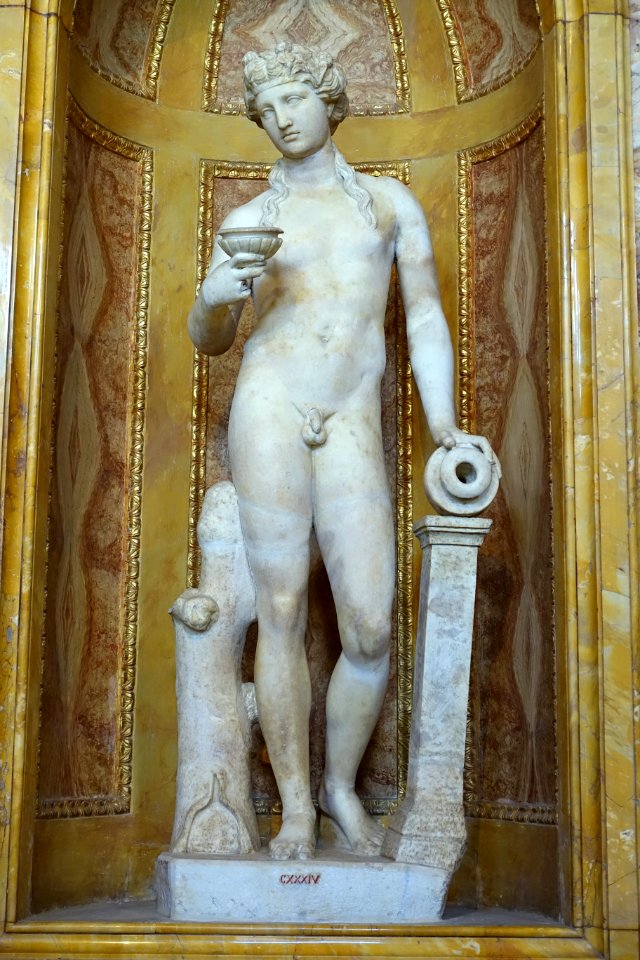 Dionysus, Roman, Hadrianic period, 117-138 AD, after a type attributed to Praxiteles, c. 350 BC, marble - Galleria Borghese - Rome, Italy - DSC04738