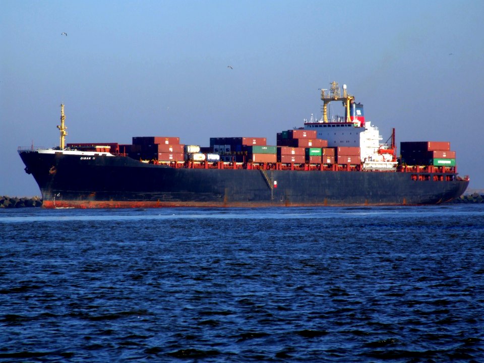 Diman II IMO 8204468 p1, leaving Port of Rotterdam, Holland 15-Dec-2007