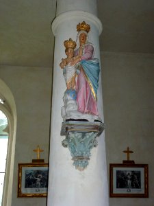 Dommery (Ardennes) église, statue Vierge et Enfant A