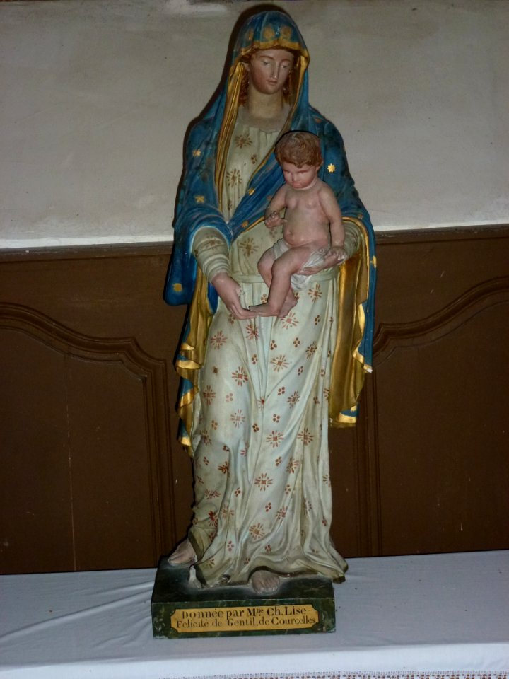Dommery (Ardennes) église, statue Vierge et Enfant B