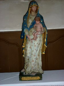 Dommery (Ardennes) église, statue Vierge et Enfant B