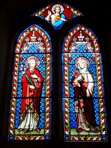 Dommery (Ardennes) église, vitraux St.Joseph, Ste Anne, Sacré Coeur
