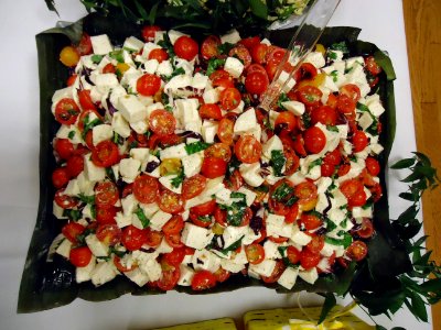 Dinner dish with tomatoes and cheese