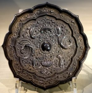 Eight-foiled mirror with auspicious flower and phoenixes design, Japan, Heian period, 1000s-1100s AD, bronze - Tokyo National Museum - Tokyo, Japan - DSC09336