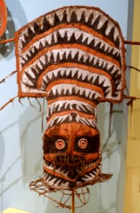 Eharo mask, 2 of 2, Elema peoples, Papuan Gulf, Gulf Province, Papua New Guinea, early 1900s, bark cloth, bamboo, wood, plant fiber, pigment - Fowler Museum - University of California, Los Angeles - DSC02426