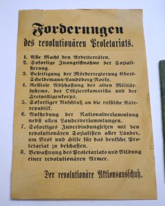 Eight Demands of the Revolutionären Aktionsausschusses, Braunschweig Red Republic, March-April 1919, paper - Braunschweigisches Landesmuseum - DSC04897