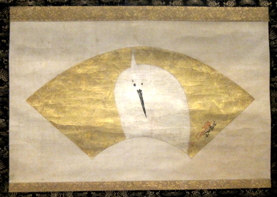 Egret by Ogata Korin, ink and gofun on gold leaf, c. 1701-1716