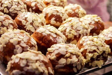 Almond flakes fat thursday donuts
