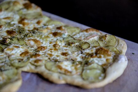 Dough baked tarte flambée photo