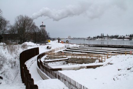 Einlaufbauwerk Winter Weserkraftwerk