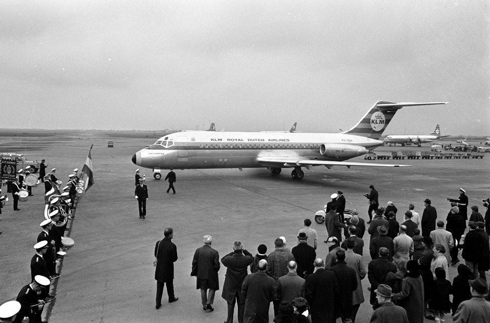 Eerste DC 9 op Schiphol geland, Bestanddeelnr 918-9635