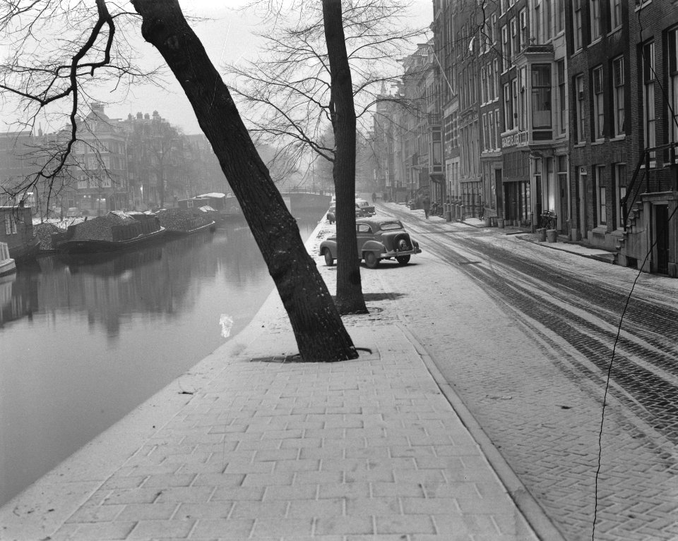 Eerste sneeuw in Amsterdam Prinsengracht, Bestanddeelnr 908-2108