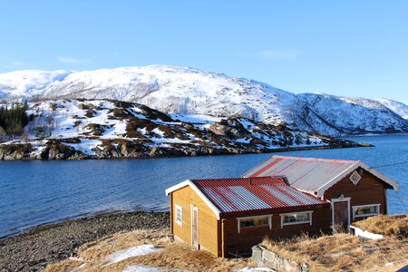 Sea fjord snow photo