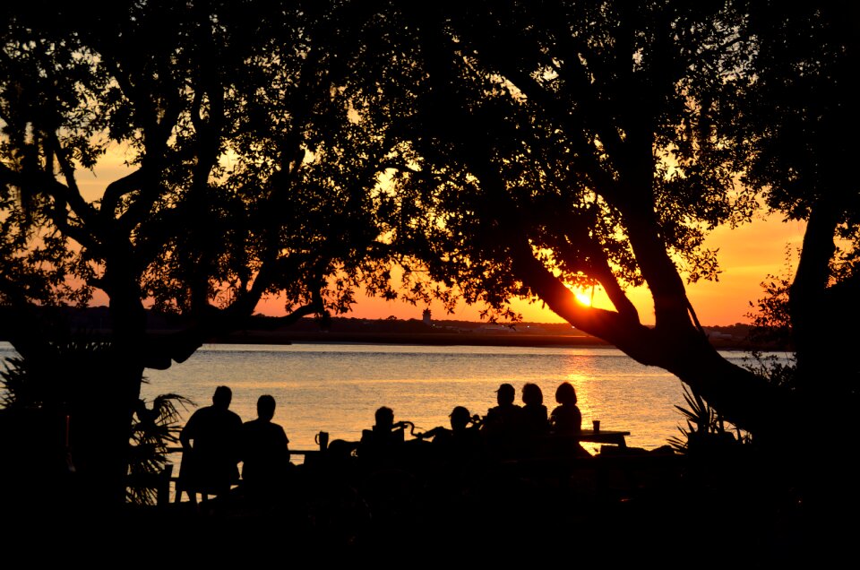 Looking silhouette people group photo