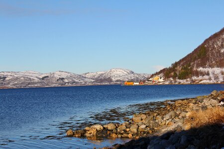 Sea fjord snow photo