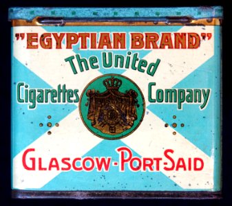 Egyptian Brand cigarettes tin, front