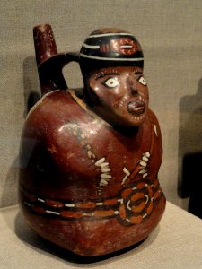 Effigy vessel of a mummy bundle, Nazca, South Coast Peru, 200 BC - 600 AD, terracotta with colored slip - Hood Museum of Art - DSC09286