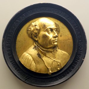 Effigy of Theophrast von Hohenheim, known as Paracelsus, by Georg Schweigger, Nurnerg, 1638, gilt bronze - Bode-Museum - DSC03404