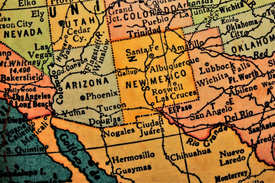 Usa southwest map new mexico map