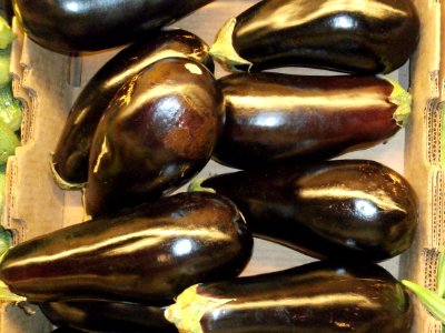 Eggplants in a box
