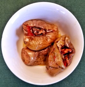 Eggplants in oil, stuffed with walnuts, red peppers, and garlic - Massachusetts